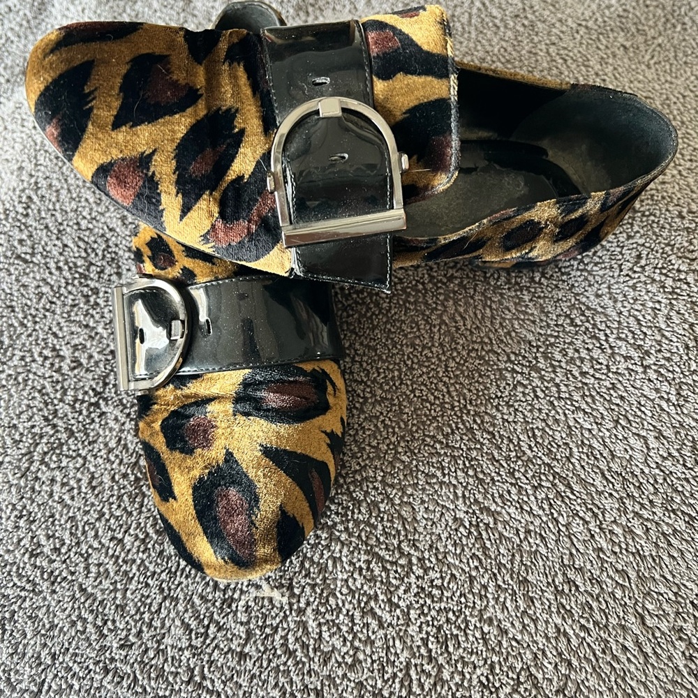 Nine West Animal Print Loafers with Metallic Accent